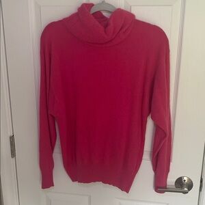Jacqueline Lambswool and Angora, hot pink turtleneck sweater size medium